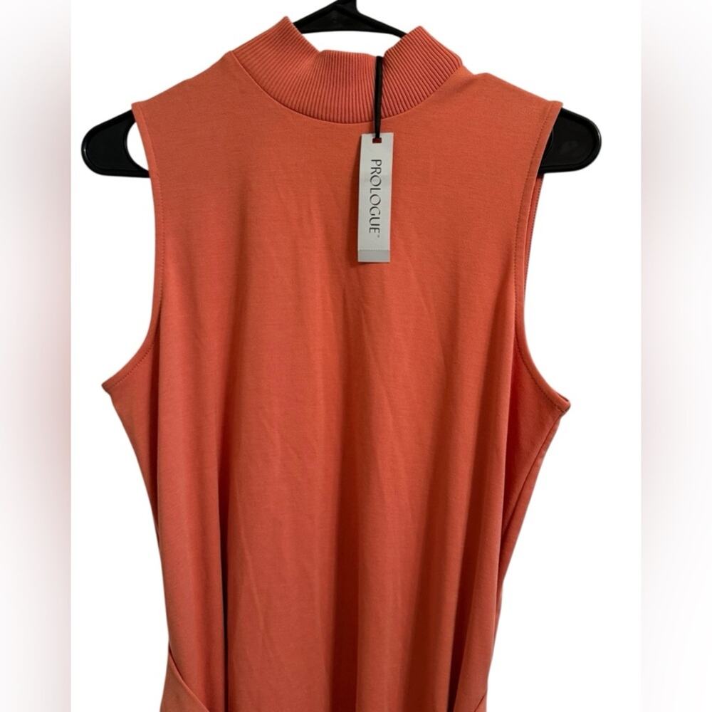 Prologue Calm Orange Sleeveless Mock-Neck Belted Dress with Pockets Size Small - Picture 2 of 16